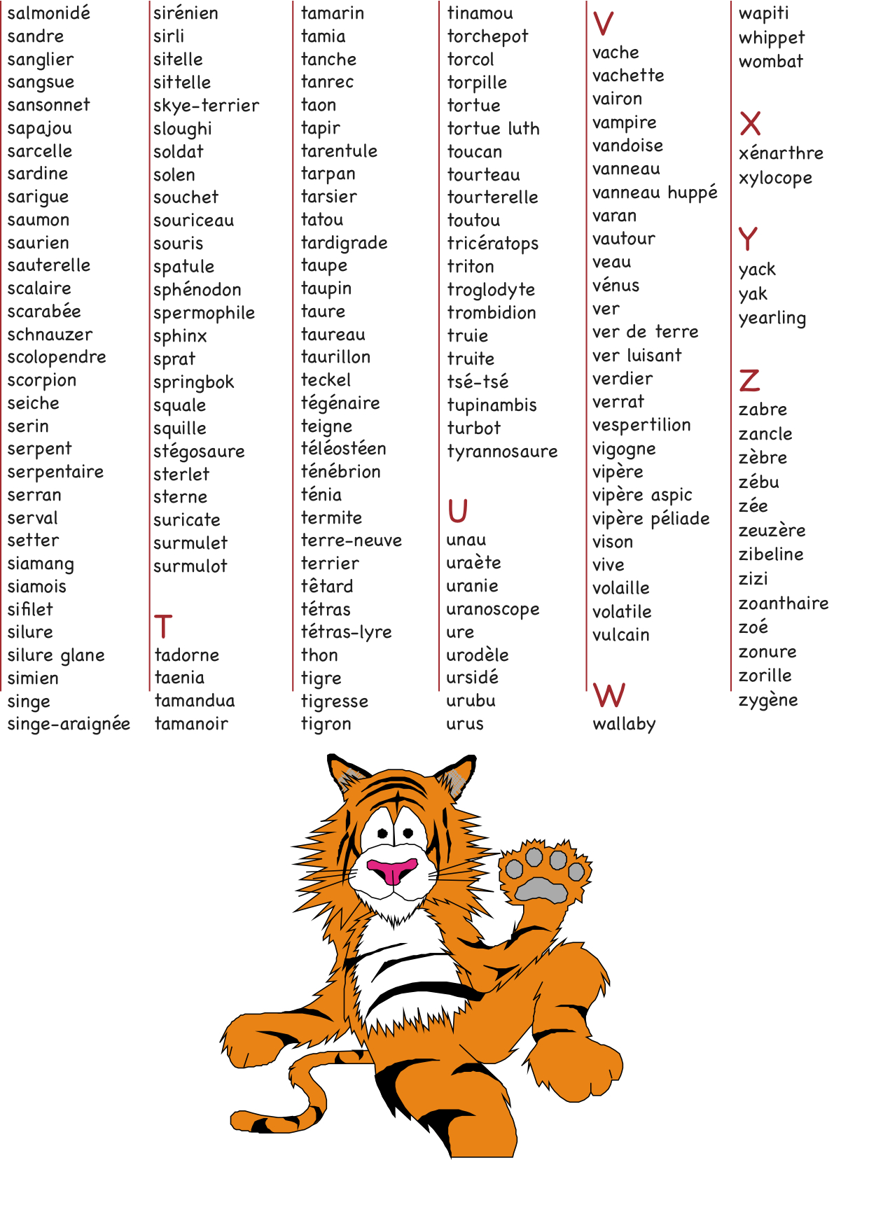 Le Notre S'appelle Mon Animal Mots Fléchés animaux - Cruciverbiste.club
